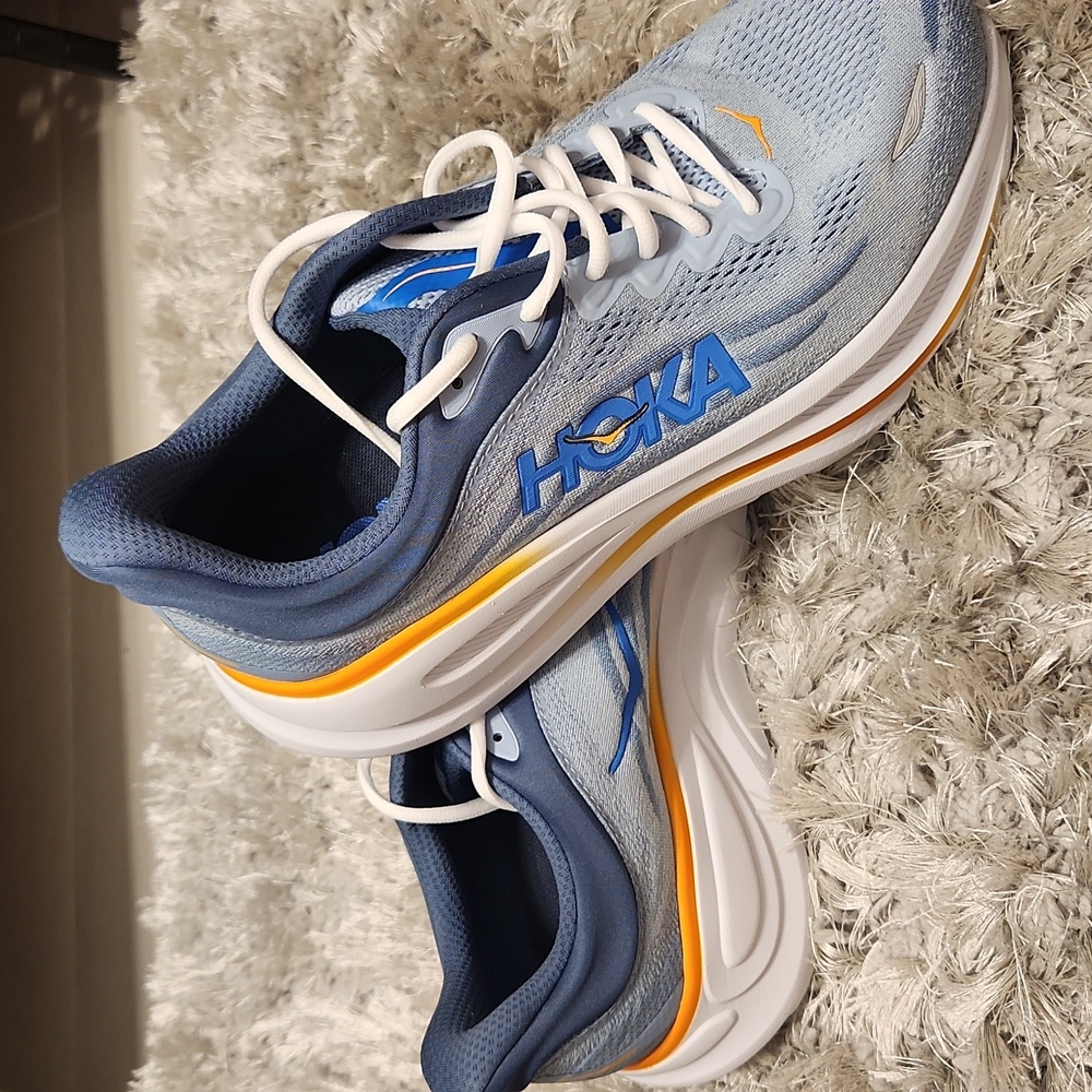 Hoka BONDI Blue and Orange Athletic Sneakers Extra Wide